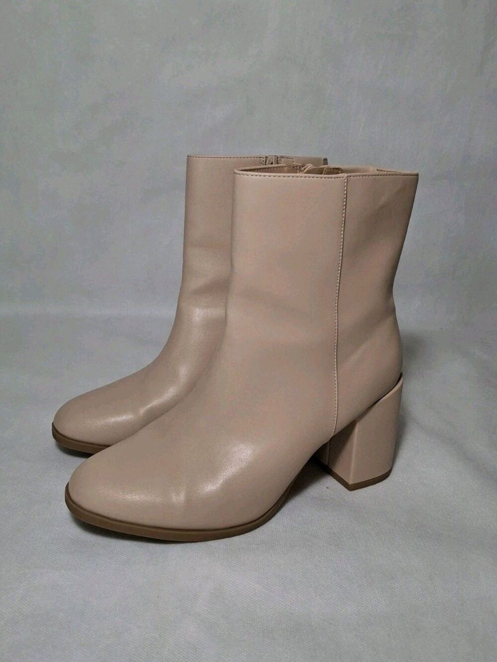 A New Day Janelle Ankle Boots Block Heels Women's 7.5 Beige Nude